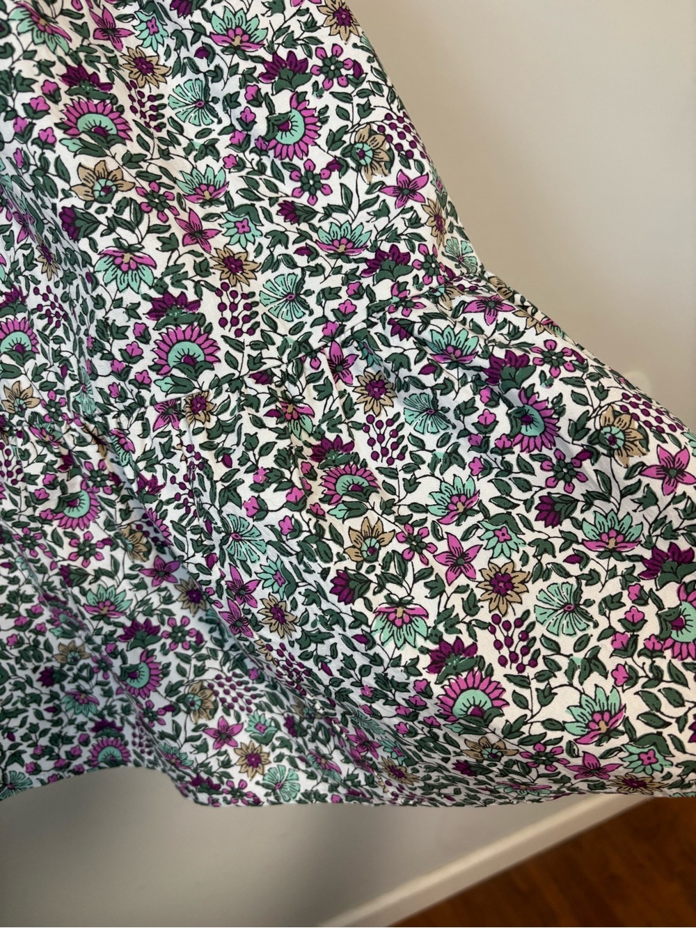 NEW J. Crew Factory Short-Sleeve Smocked Floral Green/Pink Shirt Dress - Picture 9 of 11